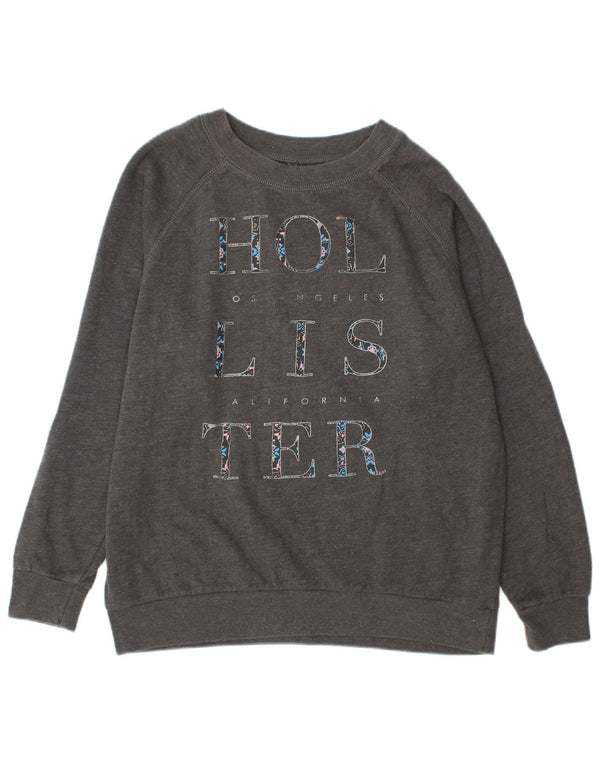 Hollister Grafik-Sweatshirtpullover für Damen, UK 10, Größe S, Grau, Baumwolle