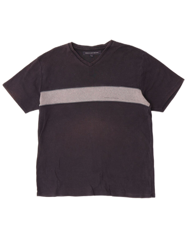 French Connection Damen Kurzarm-T-Shirt-Oberteil, Größe L, Marineblau