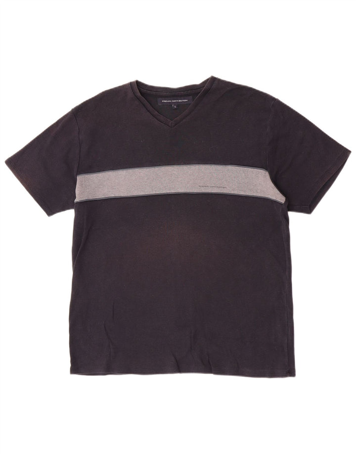 French Connection Damen Kurzarm-T-Shirt-Oberteil, Größe L, Marineblau