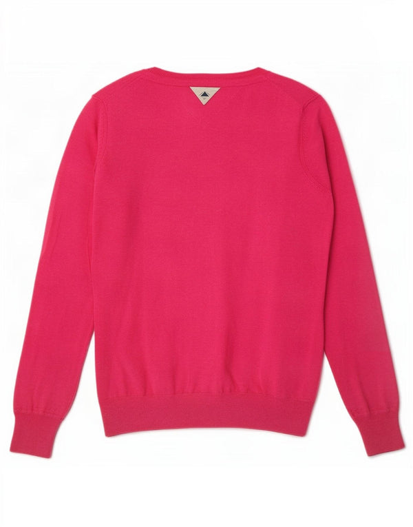 Tommy Hilfiger Damen-Pullover mit V-Ausschnitt, UK 14, mittelrosa, Baumwolle