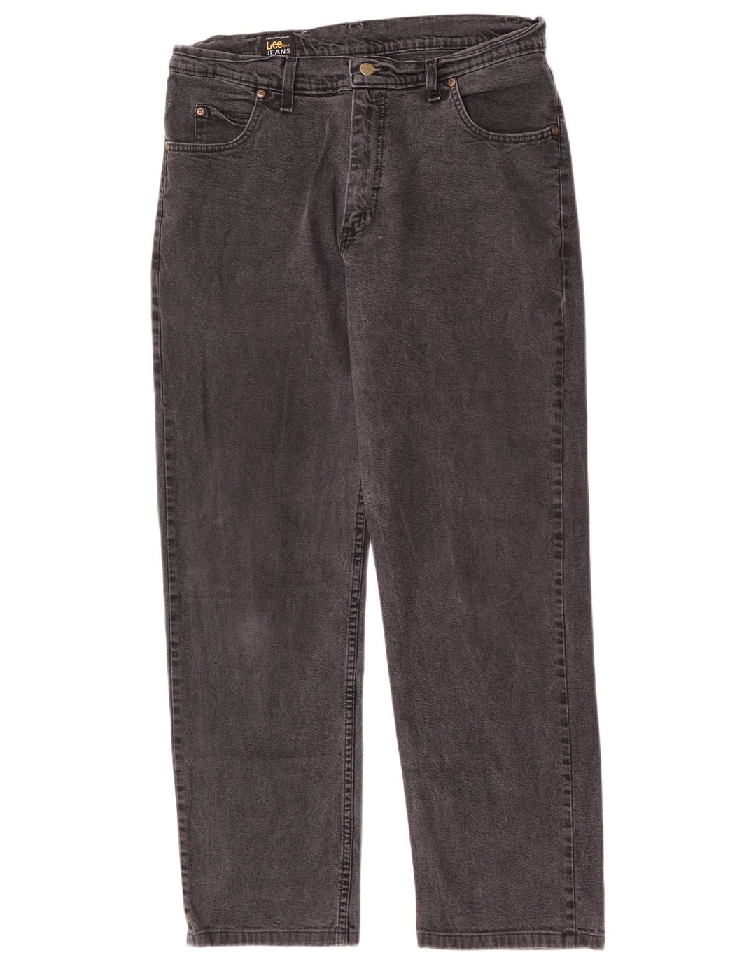 Lee Herren Brooklyn Straight Jeans W36 L30 Graue Baumwolle