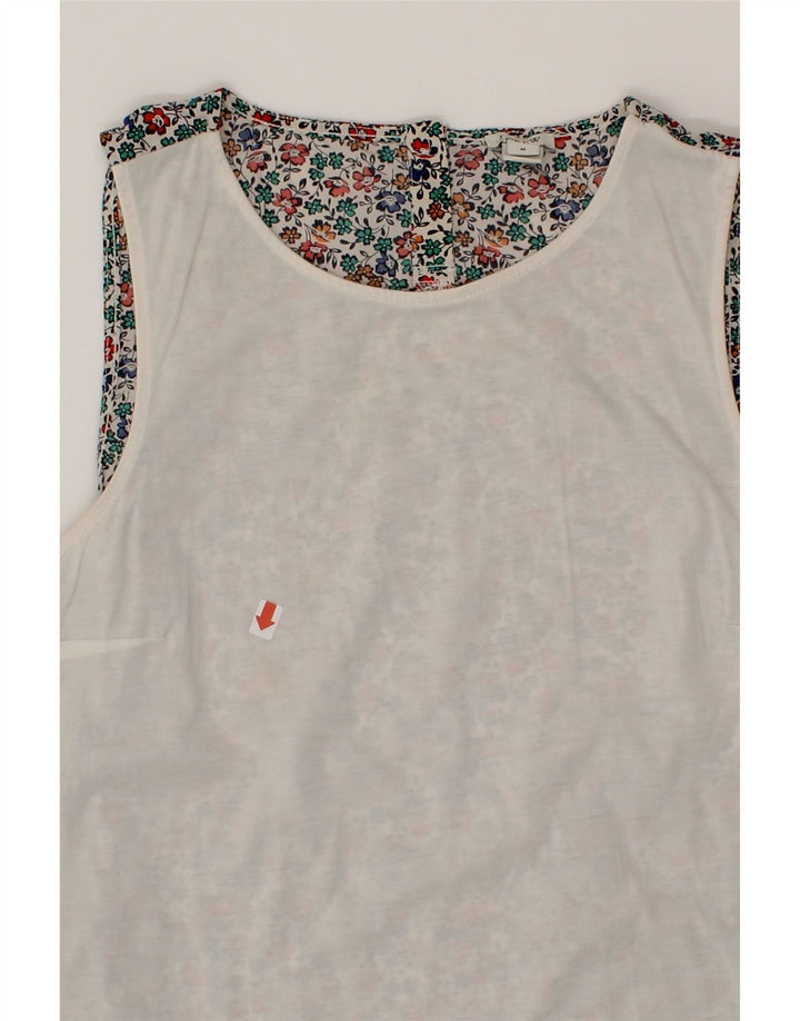 J. CREW Womens Vest Top UK 14 Medium Off White Floral Cotton Vintage J. Crew and Second-Hand J. Crew from Messina Hembry 