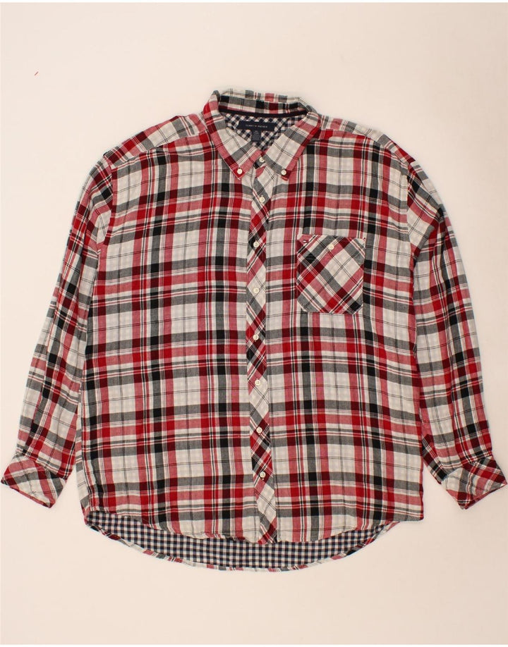 TOMMY HILFIGER Mens Flannel Shirt 2XL Red Check Cotton Vintage Tommy Hilfiger and Second-Hand Tommy Hilfiger from Messina Hembry 