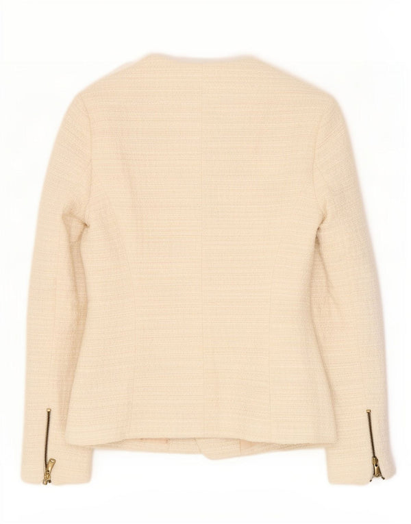 Zara Damen Blazer Jacke UK 10 Small Off White Acryl