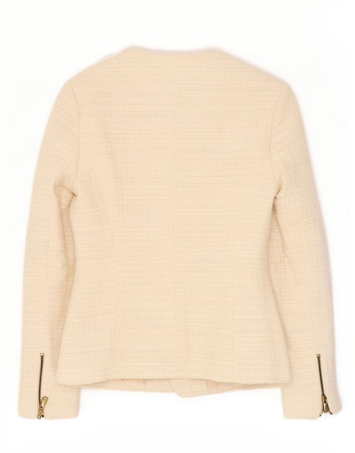 Zara Damen Blazer Jacke UK 10 Small Off White Acryl