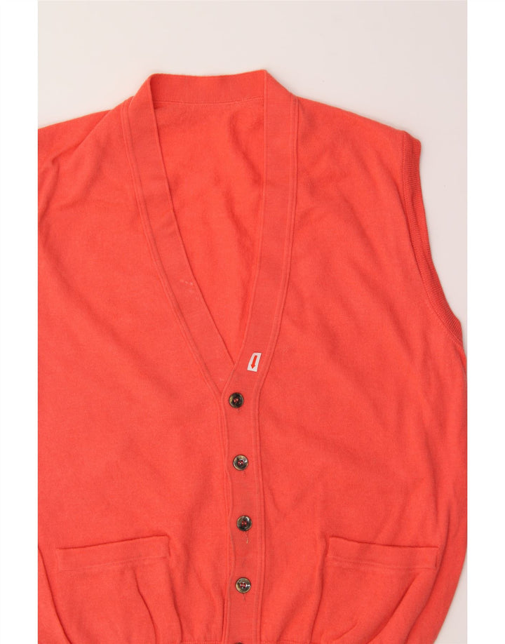VINTAGE Mens Sleeveless Cardigan Sweater Small Pink Wool Vintage Vintage and Second-Hand Vintage from Messina Hembry 
