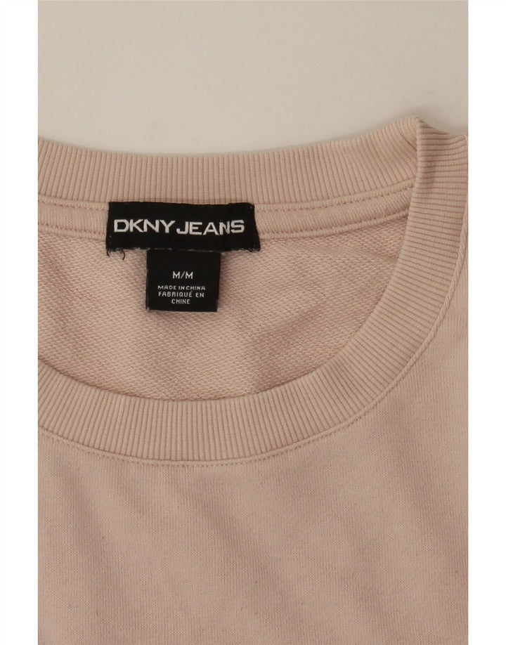 DKNY Womens Graphic Sweatshirt Jumper UK 14 Medium Pink Cotton Vintage Dkny and Second-Hand Dkny from Messina Hembry 