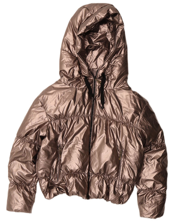 Carrera Womens Crop Hooded Wattierte Jacke UK 14 Medium Gold Polyester