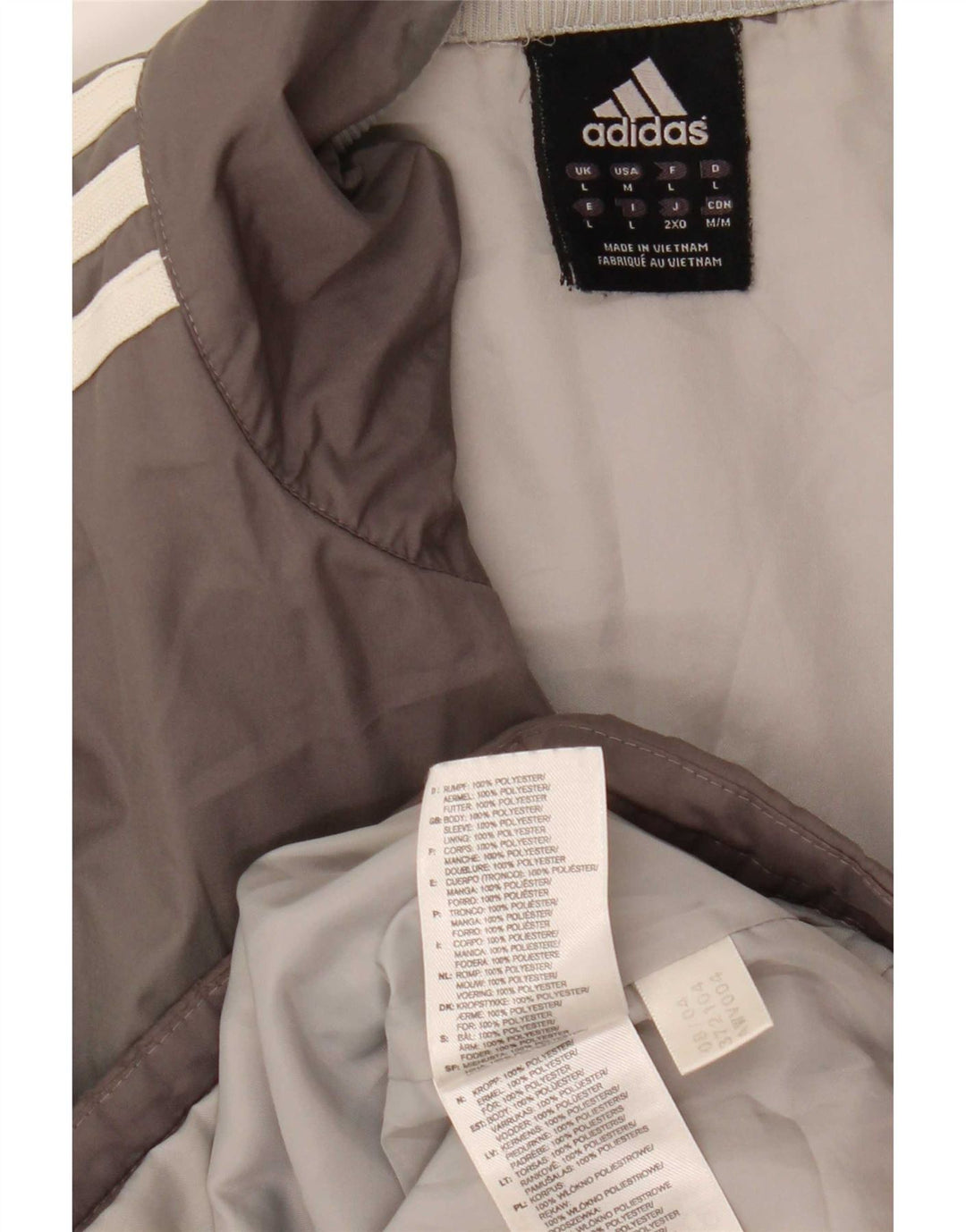 Adidas Herren Wattierte Jacke UK 40 Large Grau Colourblock Polyester