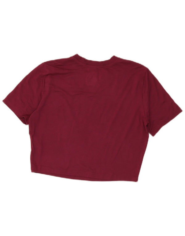 Nike Damen Crop Slim Fit T-Shirt Top UK 14 Large Burgunderrot Polyester