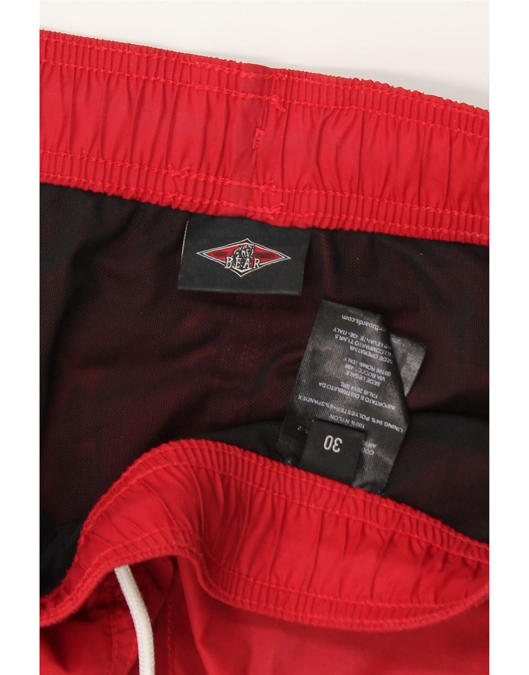 Bear Herren-Badeshorts aus mittelrotem Colourblock-Nylon
