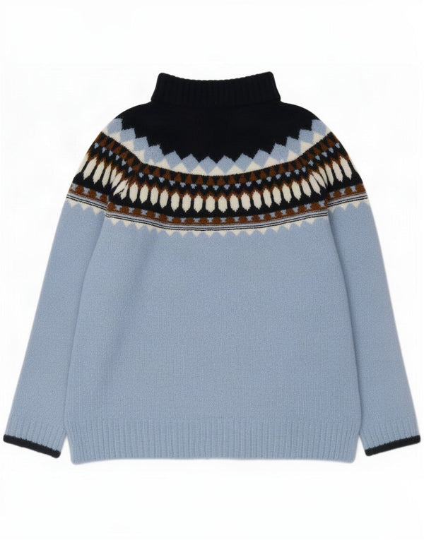 Marks & Spencer Rollkragenpullover für Damen, UK 14, mittelblau, geometrisch