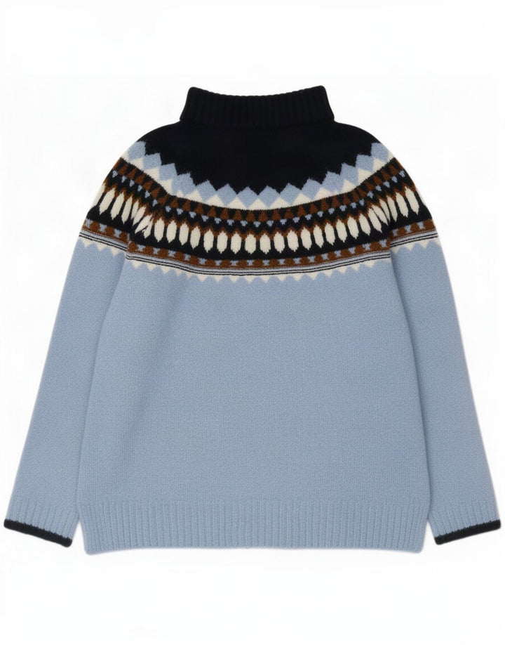 Marks & Spencer Rollkragenpullover für Damen, UK 14, mittelblau, geometrisch