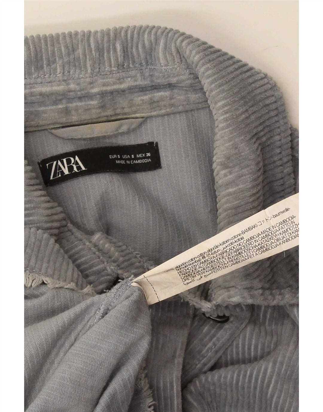Zara Damen Übergroße Cordjacke UK 10 Small Blaue Baumwolle