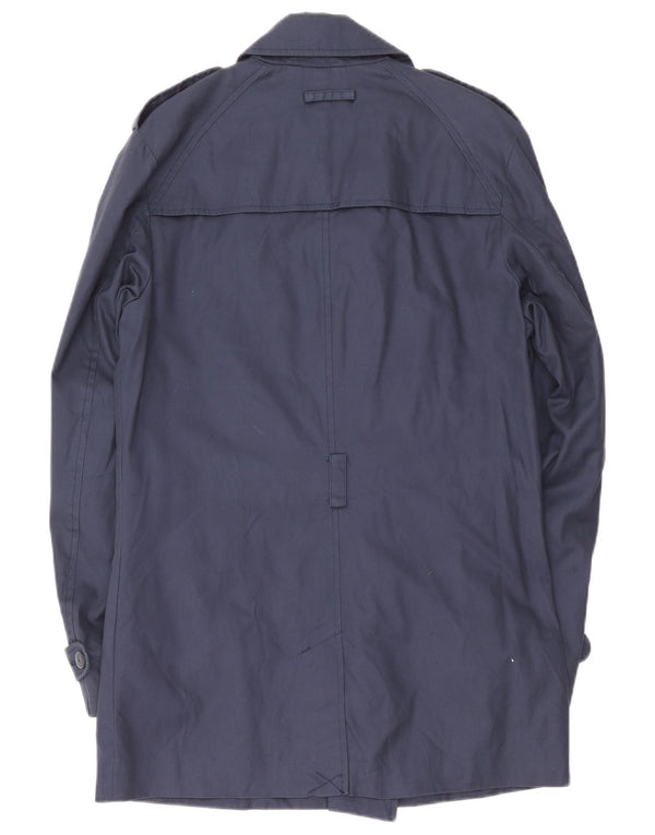 Zara Herren Trenchcoat UK 40 Große marineblaue Baumwolle