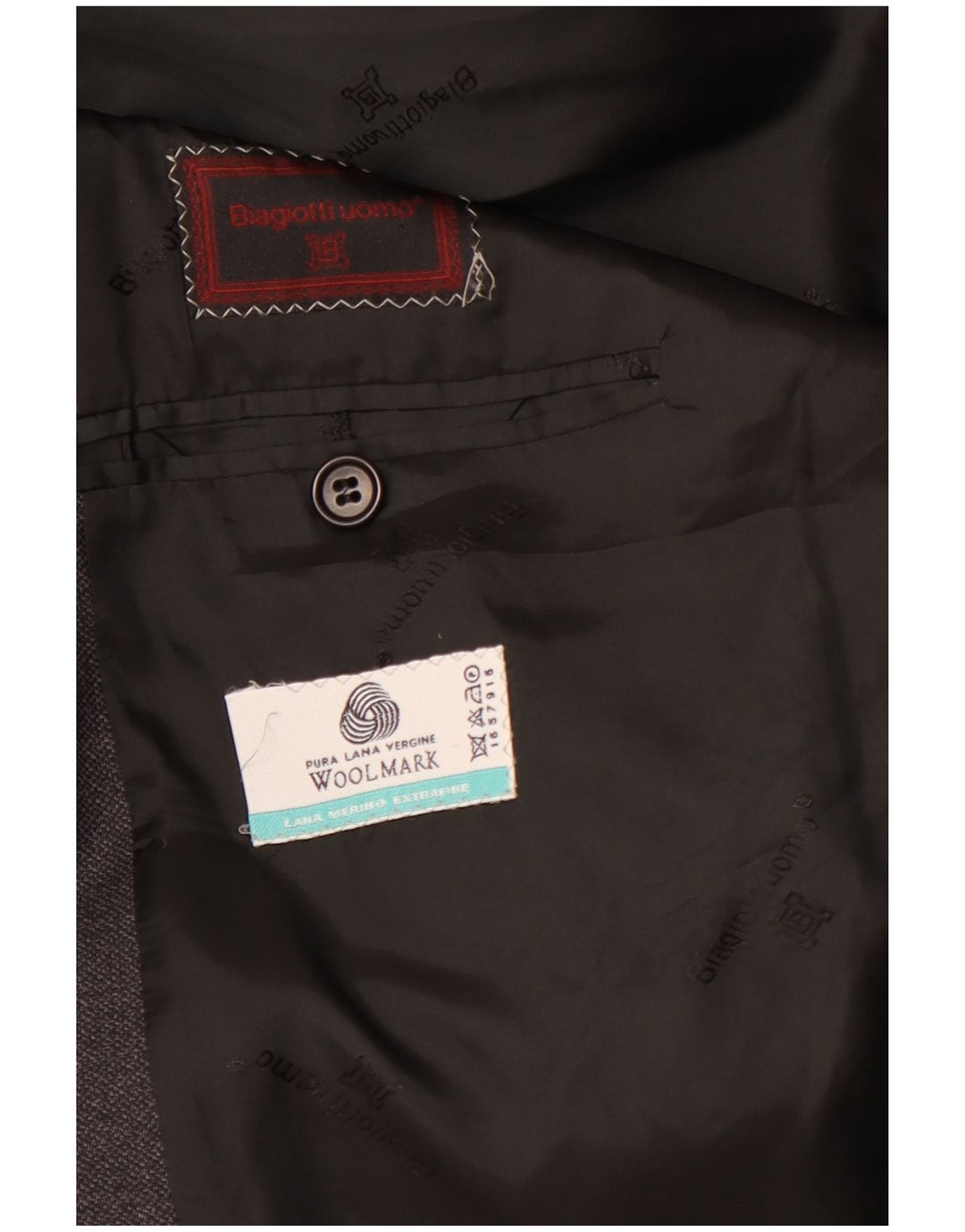 BIAGIOTTI Herren-Blazerjacke mit 3 Knöpfen, UK 40, Größe L, Grau, Merinowolle