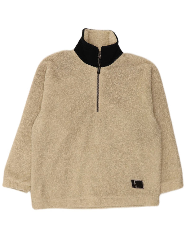 Hot Stuff Damen-Fleecepullover mit Reißverschluss am Hals, UK 10, Größe S, Beige, Farbblock
