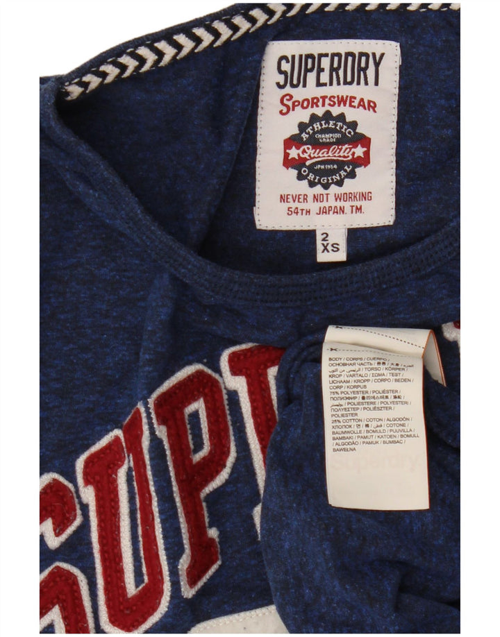 SUPERDRY Grafikoberteil für Damen, 3/4-Ärmel, UK 2 2XS, Marineblau, Polyester