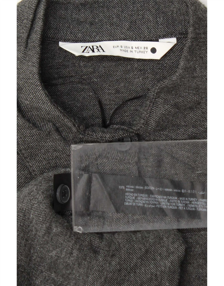 Zara Damen Übergroßes Hemdkleid UK 10 Small Graue Viskose