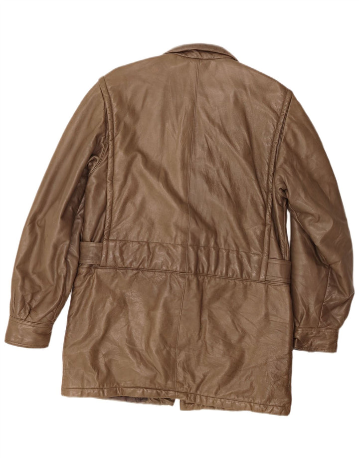 ROBRIK Herren Ledermantel IT 48 Mittelbraun