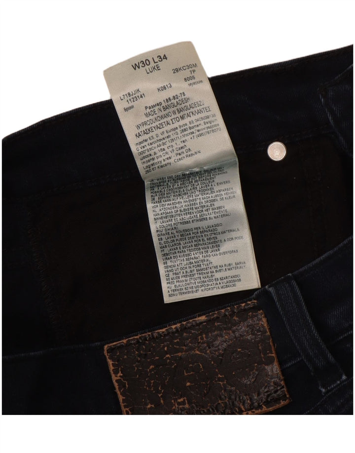 LEE Mens Luke Slim Jeans W30 L34 Navy Blue Cotton