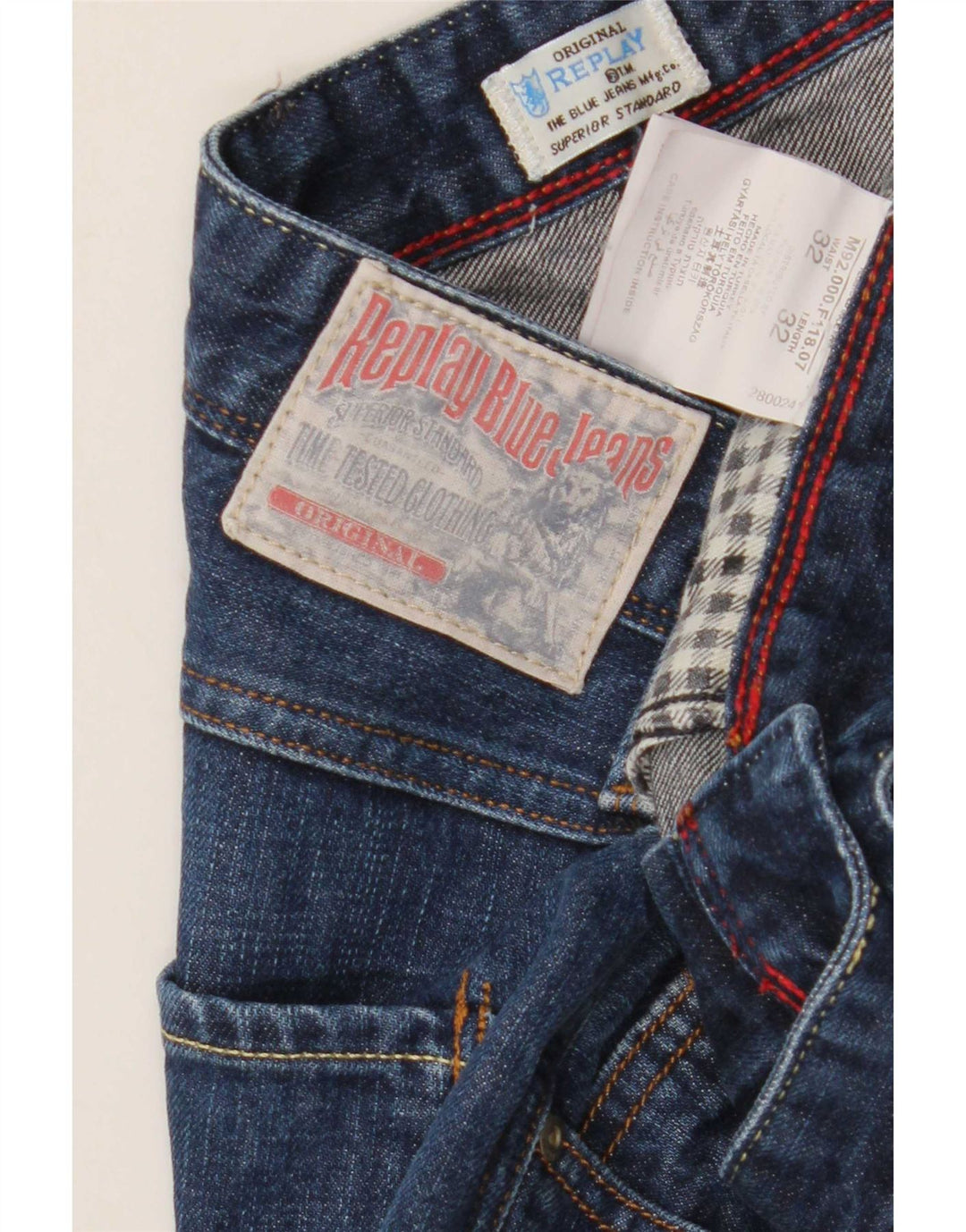 Replay Herren Slim Jeans W32 L32 Blaue Baumwolle