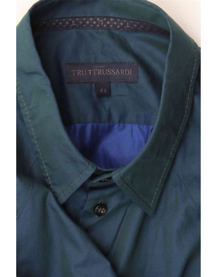Trussardi Herrenhemd Größe 41 Mittel Marineblau