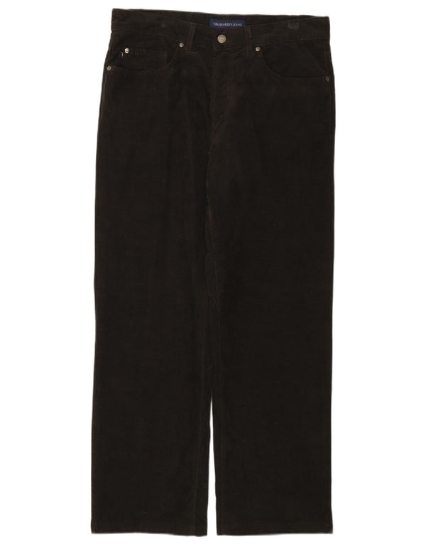 Trussardi Damen Gerade Freizeithose W33 L28 Braune Baumwolle