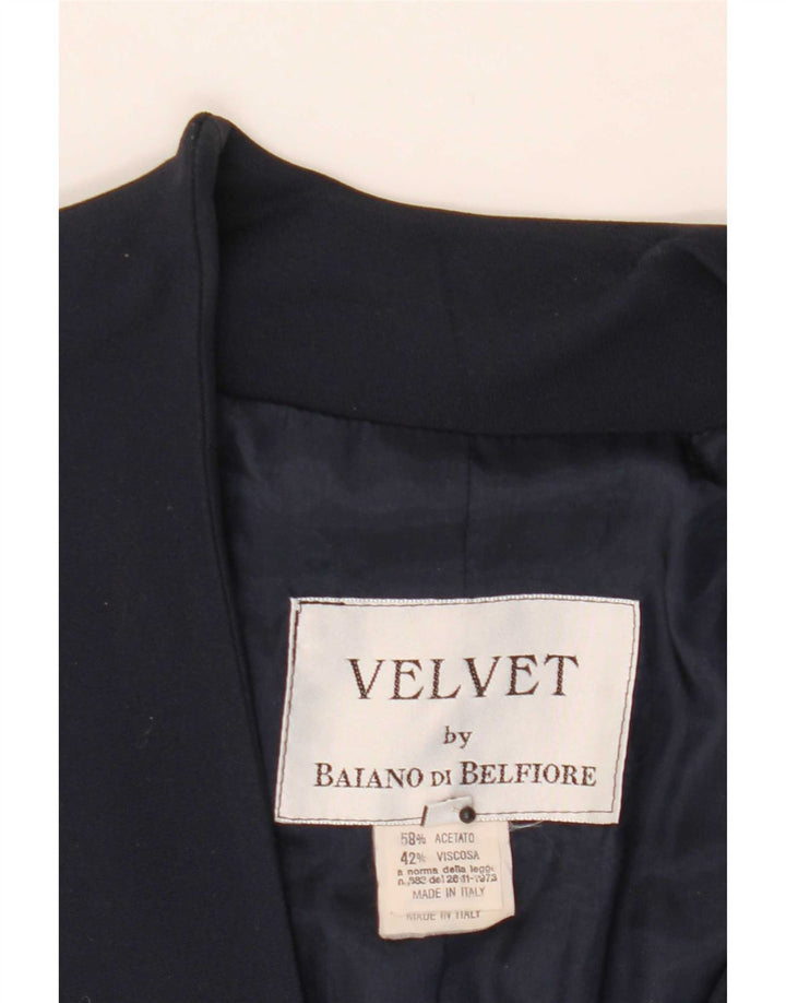 Vintage Damen 3-Knopf-Blazerjacke IT 46 Großes marineblaues Acetat