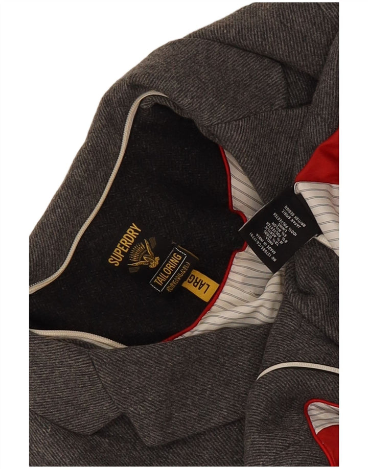 Superdry Damen-Blazer mit 2 Knöpfen, UK 14, große graue Wolle