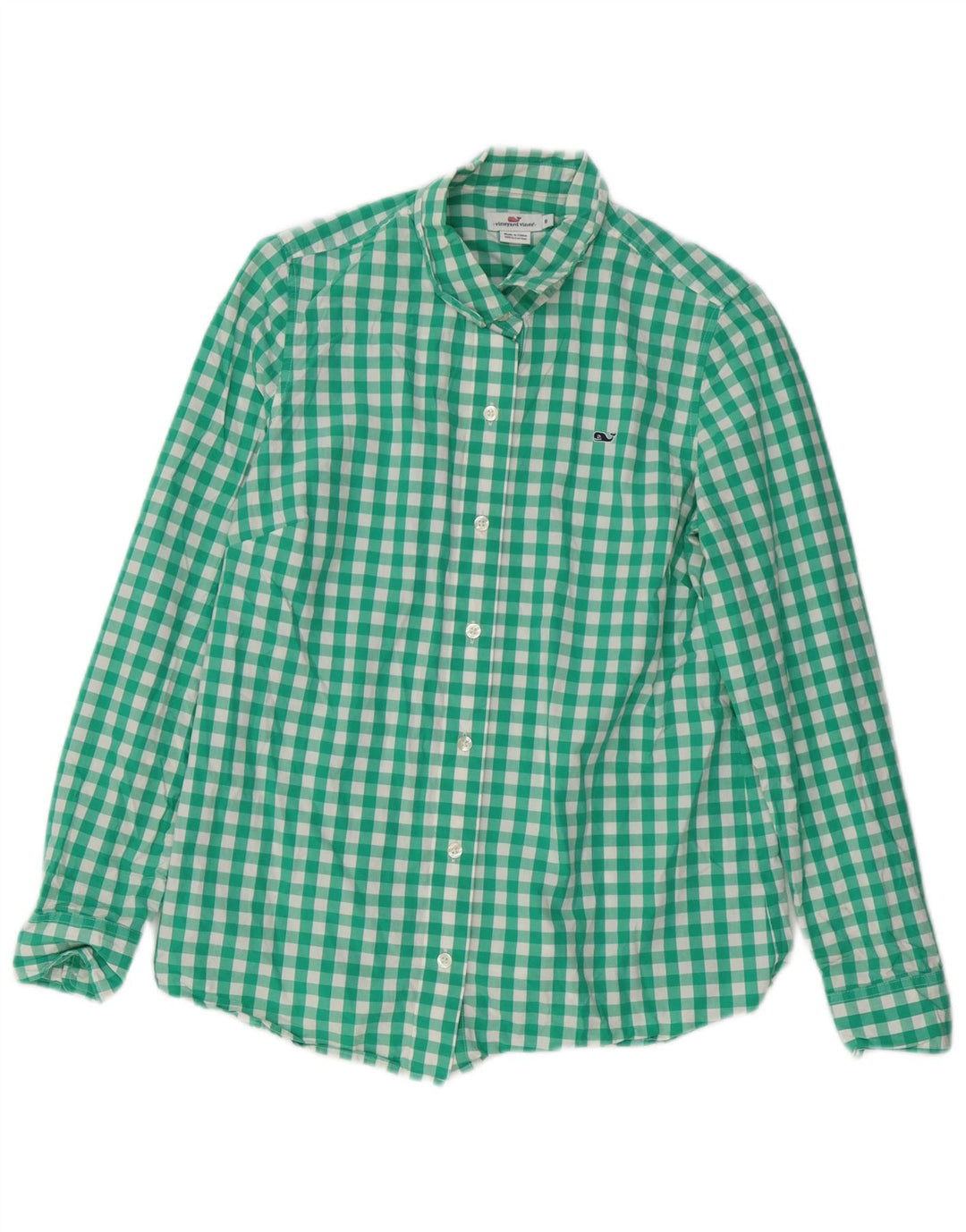 VINEYARD VINES Damenhemd US 6 Mittelgrüne Gingham-Baumwolle