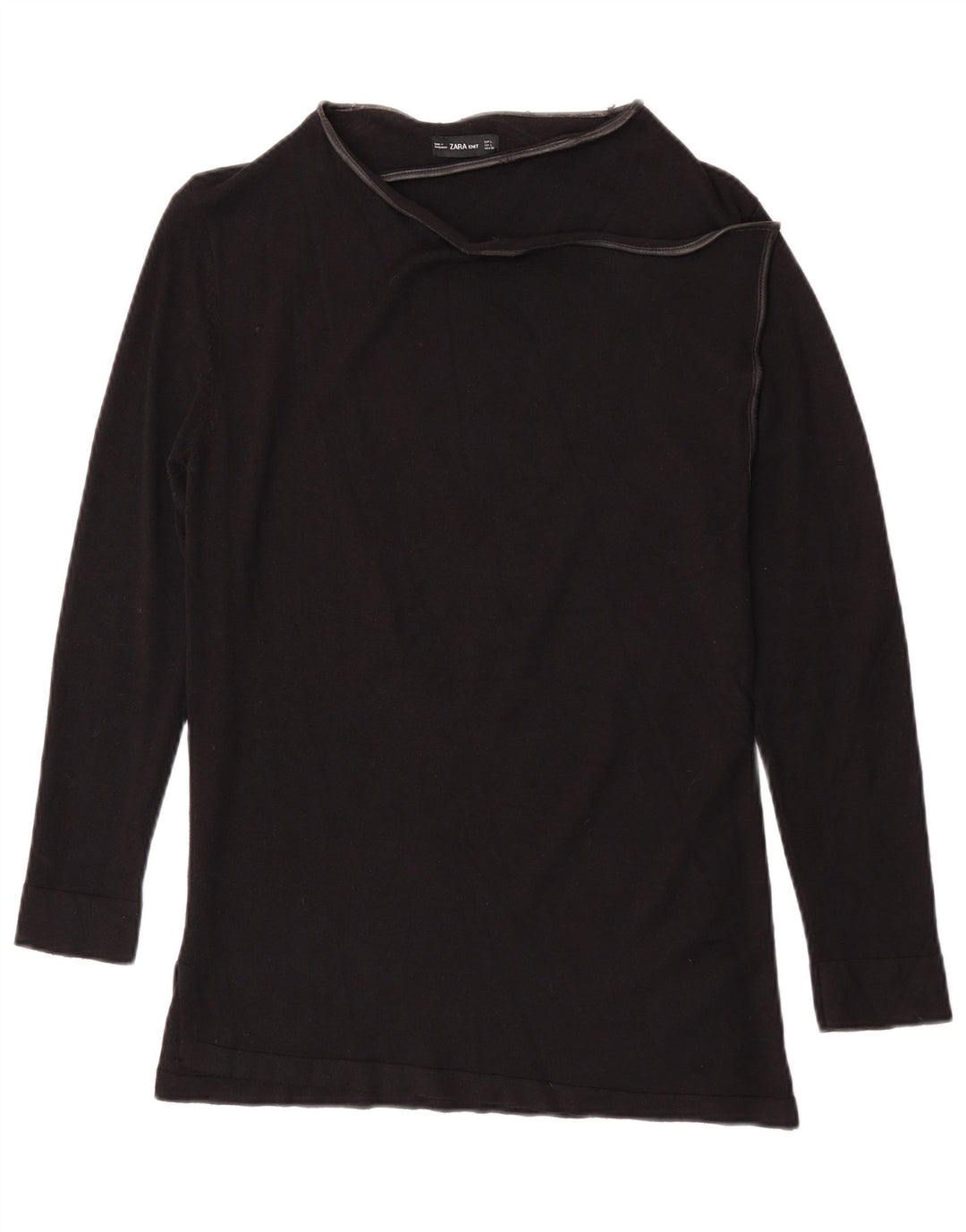 Zara Damen Top Langarm UK 14 Große schwarze Viskose