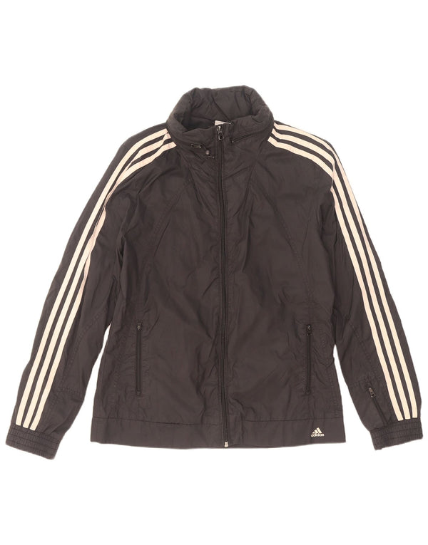 Adidas Womens Tracksuit Top Jacket UK 14 Large Black Polyamide