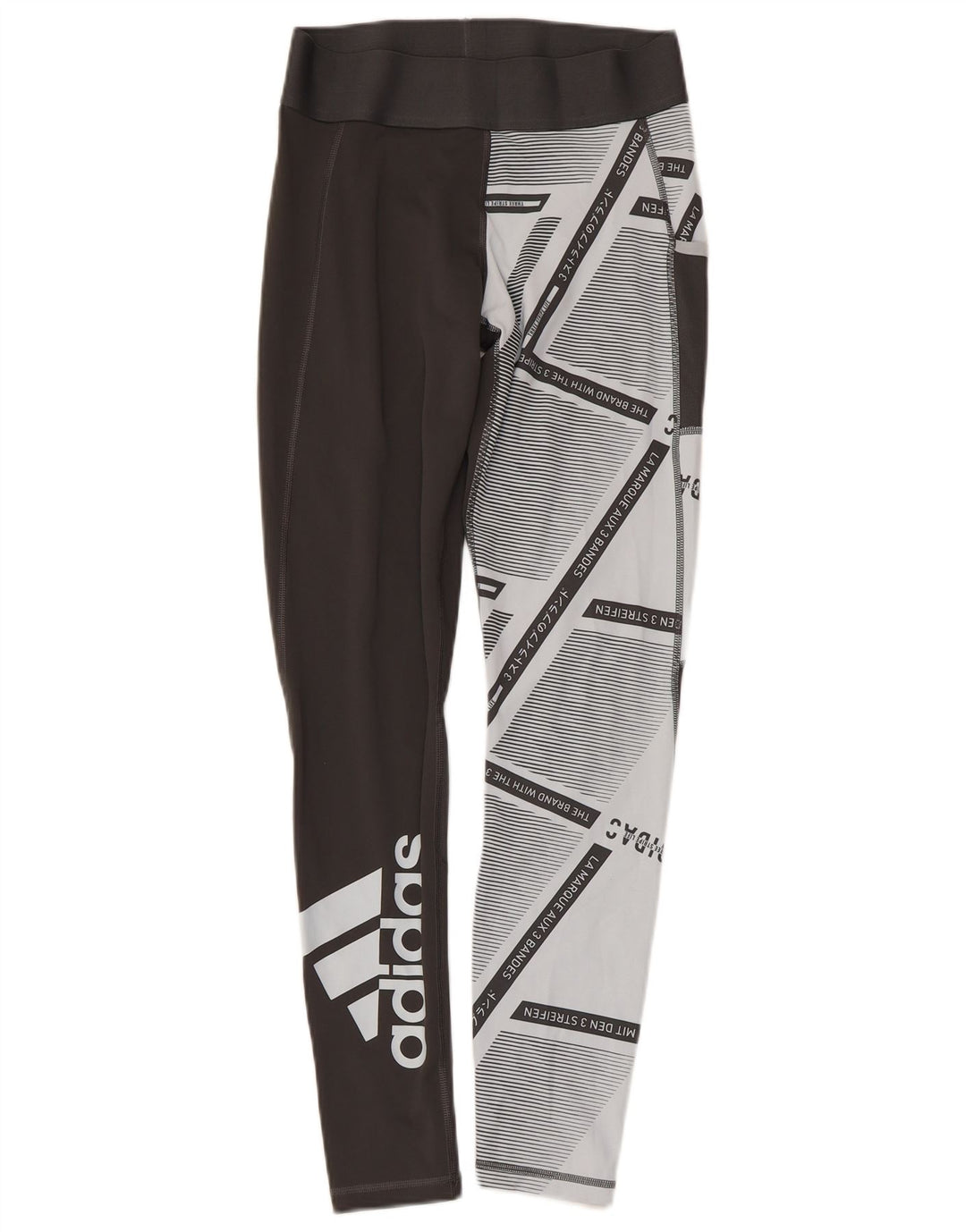 ADIDAS Damen-Leggings mit drei Streifen, UK 8/10, klein, schwarz, geometrisch
