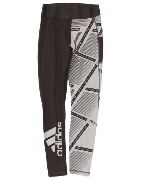 ADIDAS Damen-Leggings mit drei Streifen, UK 8/10, klein, schwarz, geometrisch