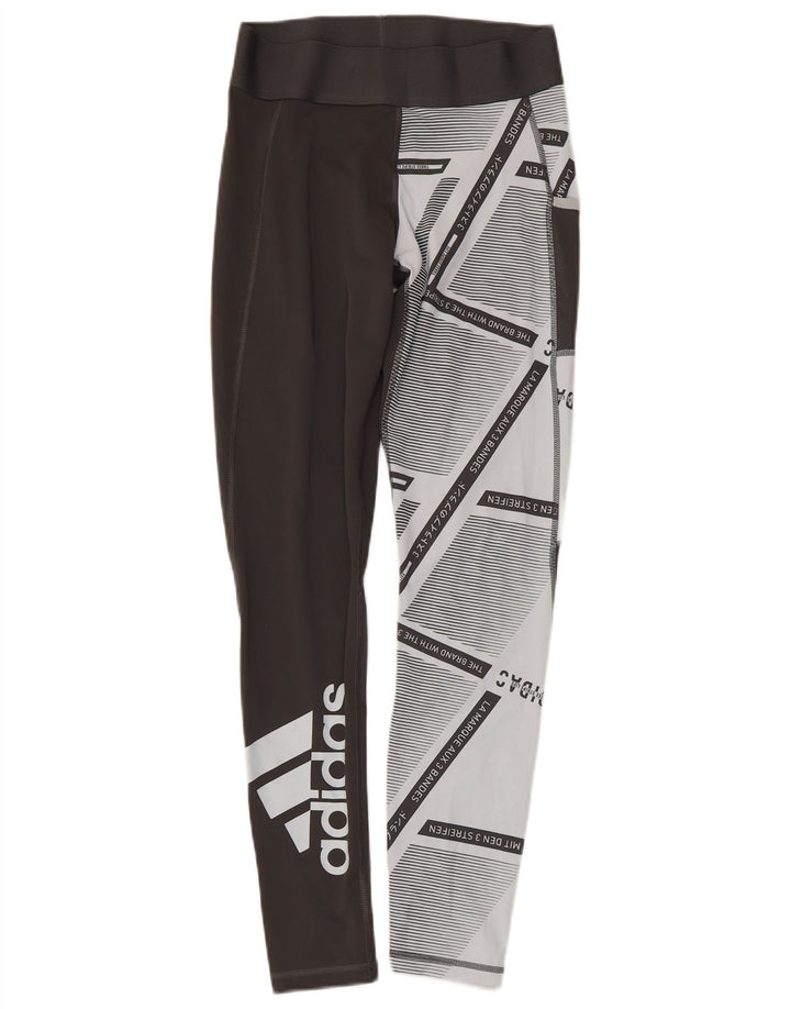 ADIDAS Damen-Leggings mit drei Streifen, UK 8/10, klein, schwarz, geometrisch