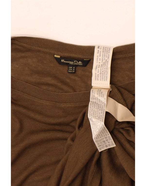 Massimo Dutti Damen-Pullover mit U-Boot-Ausschnitt, UK 14, Medium Khaki, Lyocell