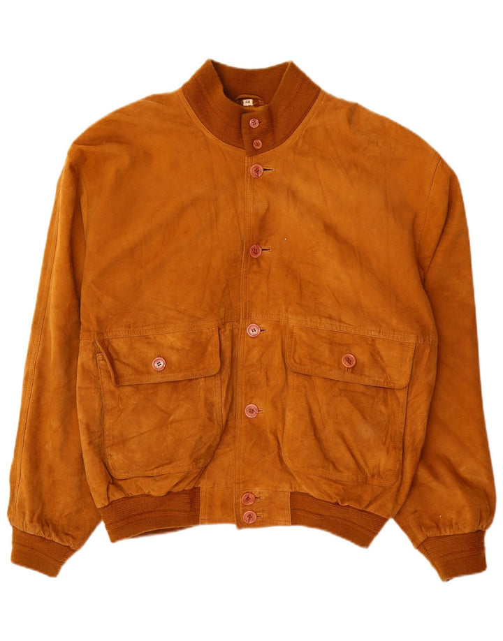 O'Kief Herren-Bomberjacke aus Wildleder mit lockerer Passform, IT 48, mittelbraunes Leder