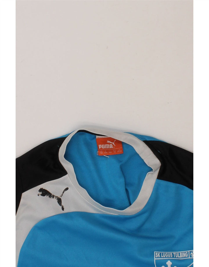 PUMA Boys Graphic T-Shirt Top 9-10 Years Medium Blue Colourblock Polyester Vintage Puma and Second-Hand Puma from Messina Hembry 