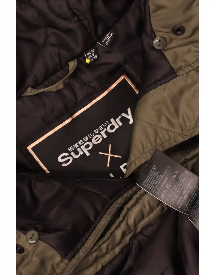 Superdry Damen-Parka mit Kapuze, UK 10, Größe S, Grün, Polyester