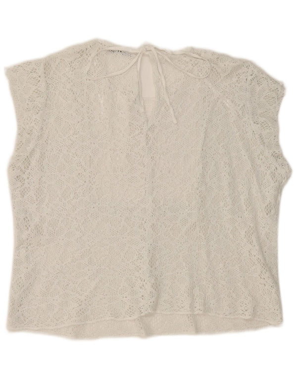 Zara Damen Crop Lace Bluse Top UK 16 Large Weiß