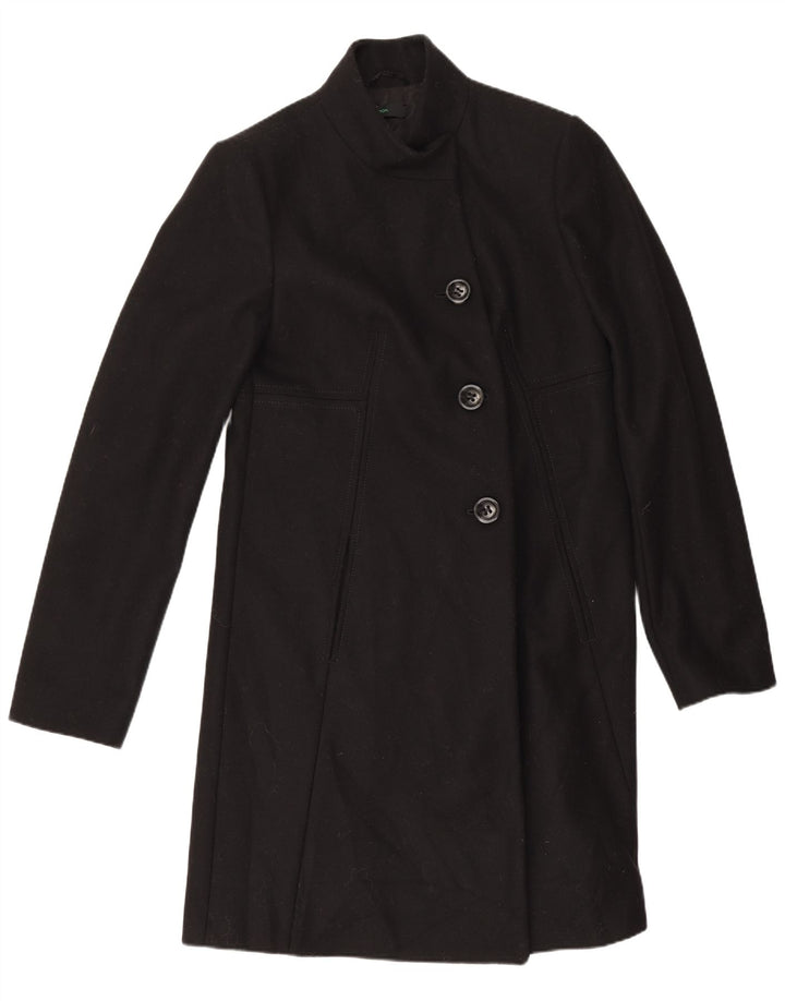 Benetton Damen Mantel IT 42 Mittelschwarze Wolle