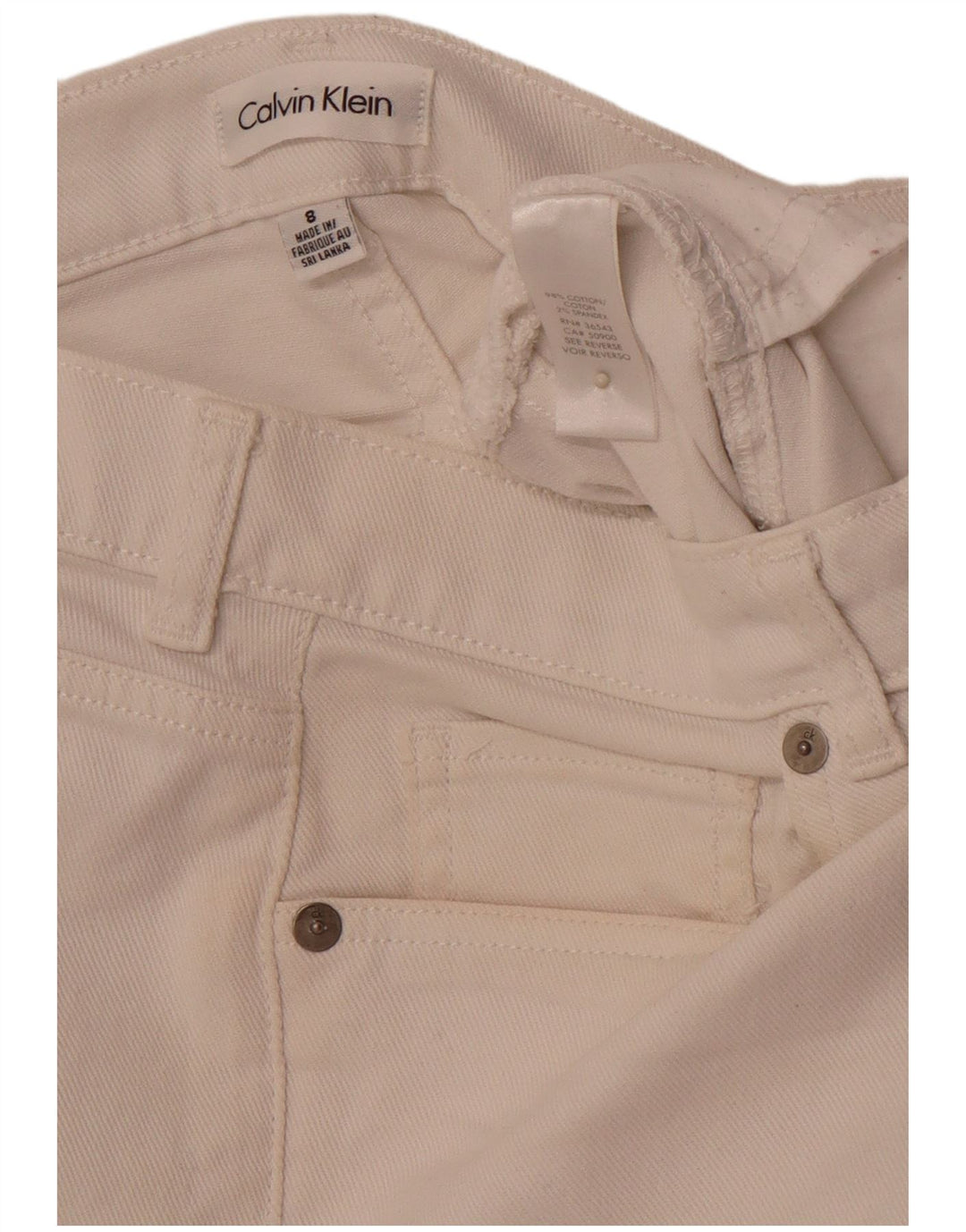 CALVIN KLEIN Damen Jeansshorts US 8 Medium W32 Weiße Baumwolle