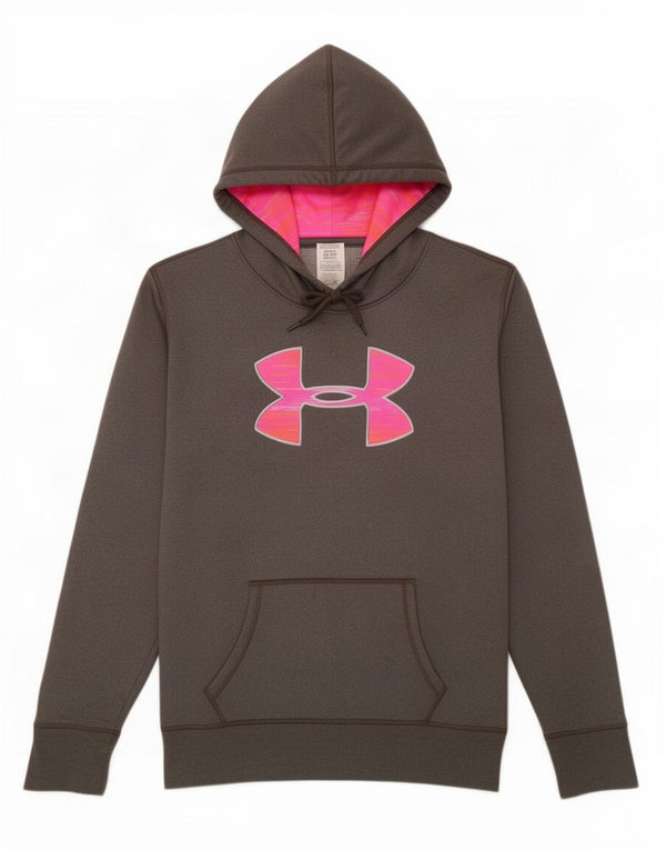 Under Armour Damen Cold Gear Graphic Hoodie Pullover UK 16 Large Grau
