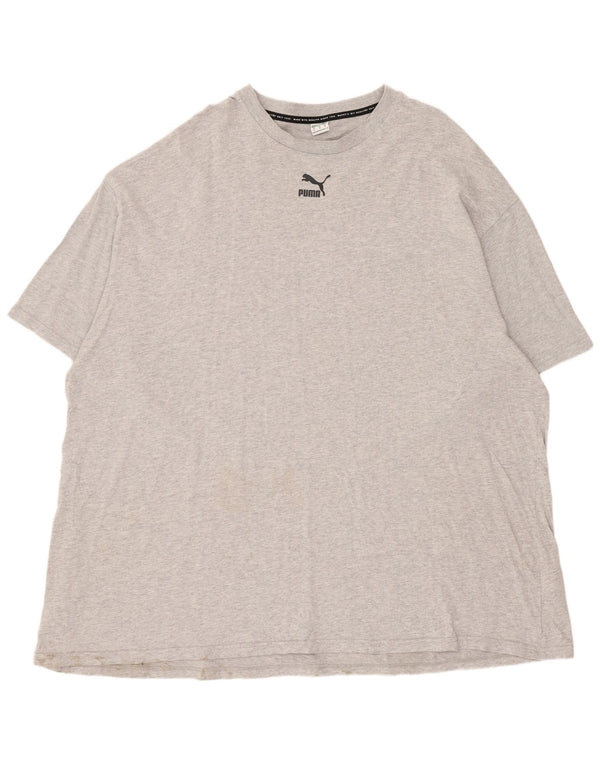 Puma Damen Übergroßes T-Shirt-Oberteil UK 18 XL Grau gefleckte Baumwolle
