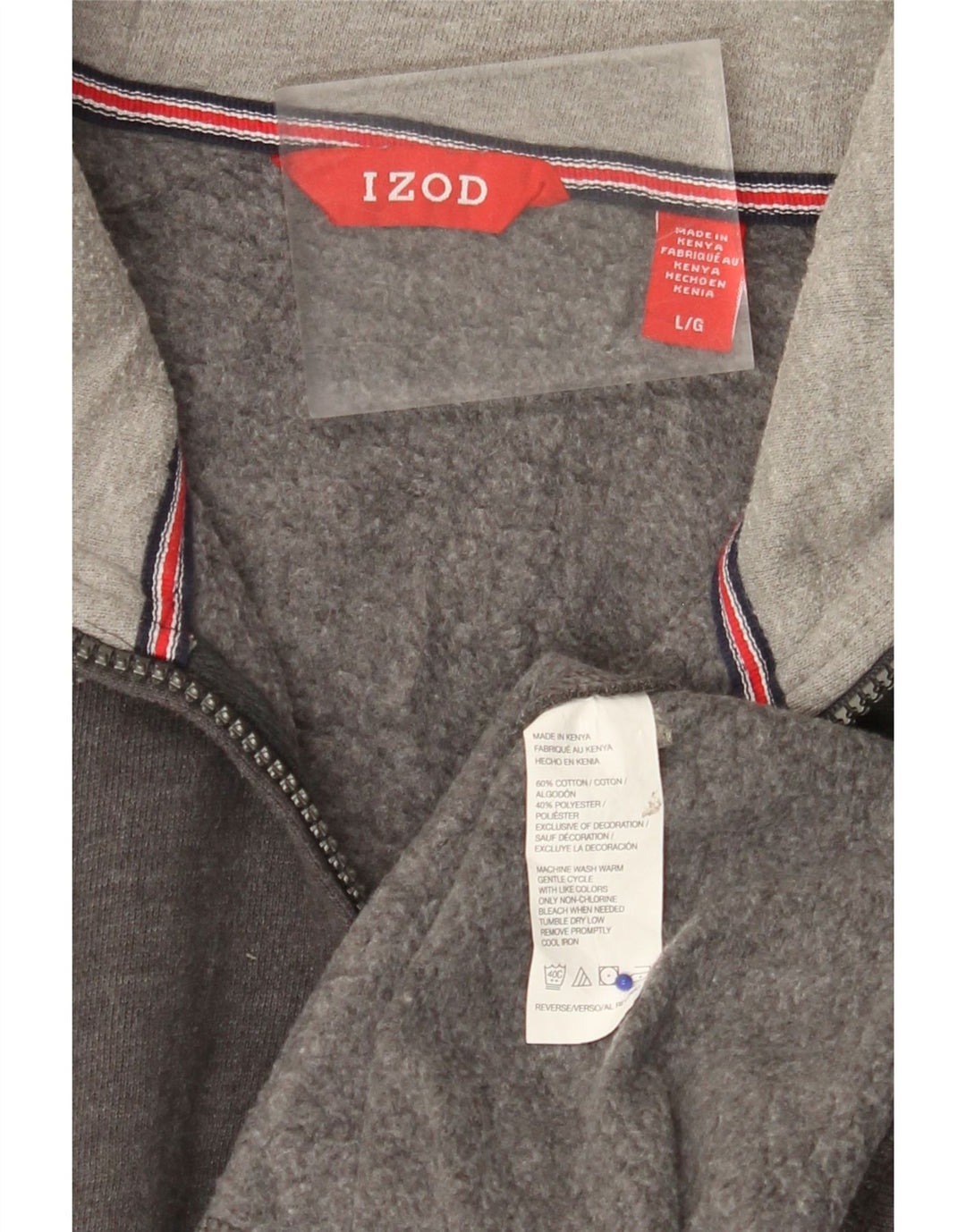 IZOD Herren-Sweatshirt mit Reißverschluss am Hals, groß, aus grauer Baumwolle