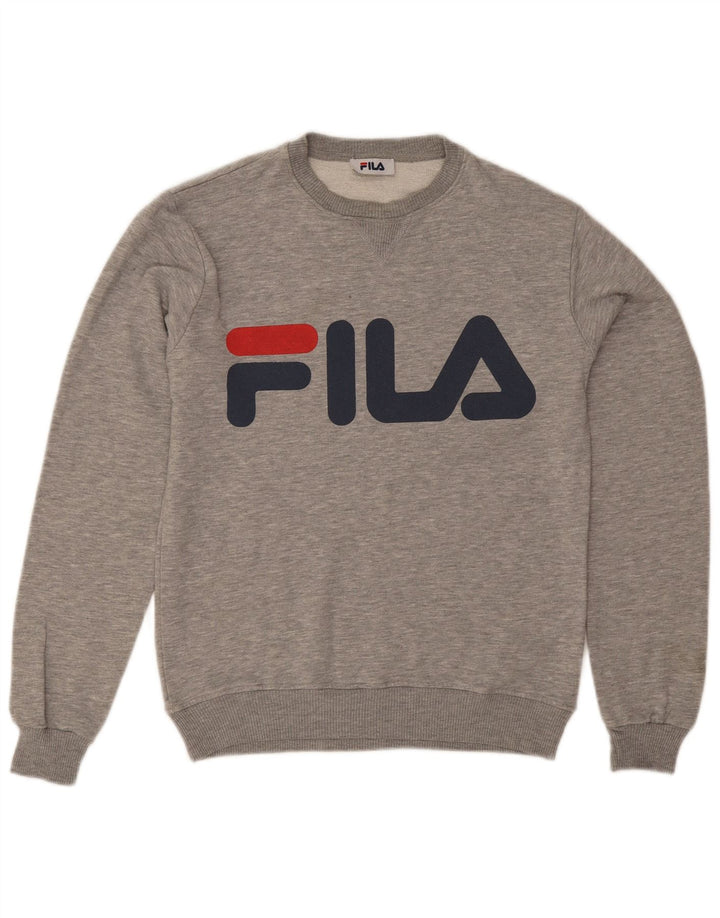 Fila Herren-Sweatshirt mit Grafik, klein, grau meliert, Baumwolle