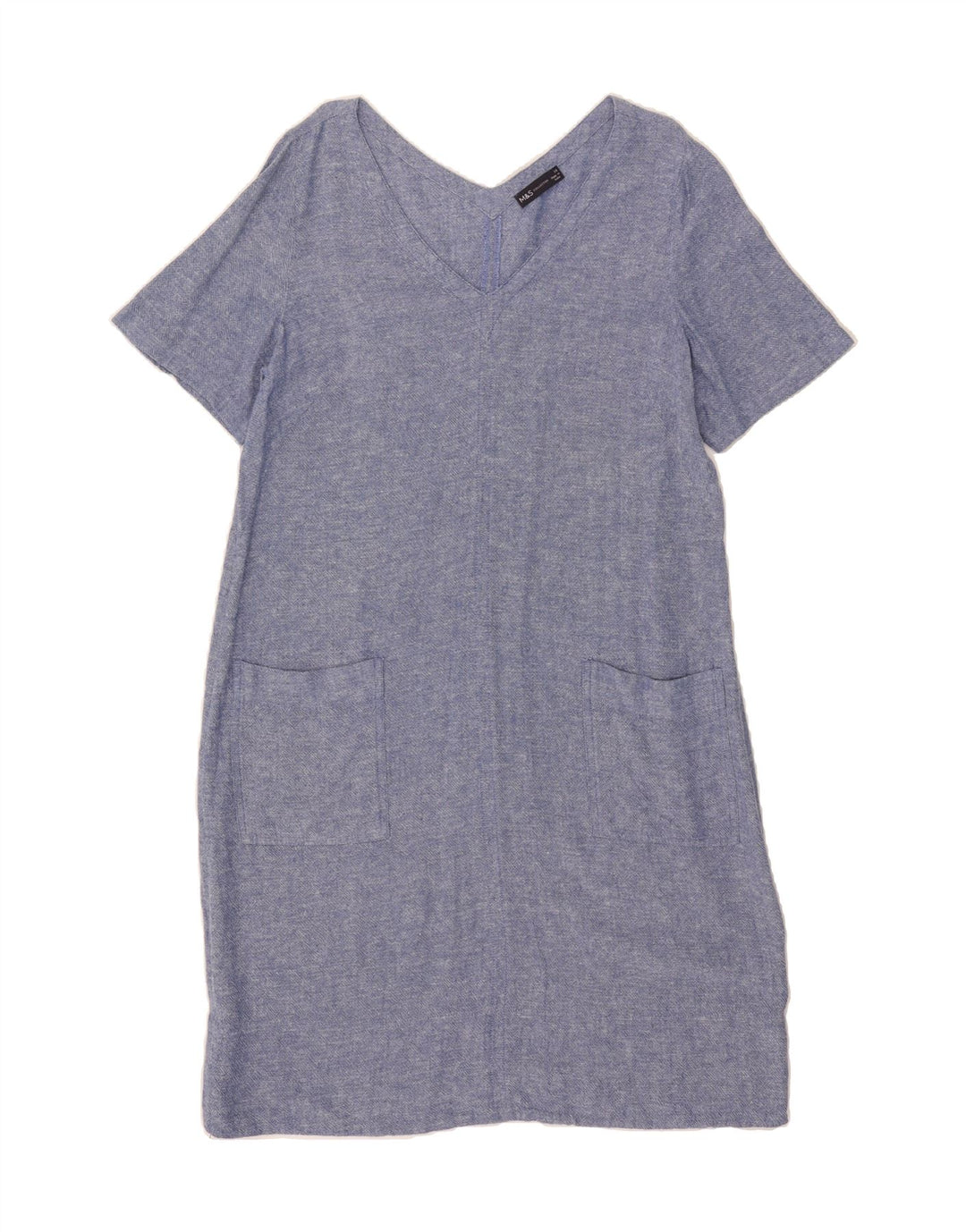 MARKS & SPENCER Womens Short Sleeves Basic Dress UK 14 Medium  Blue Modern Vintage Marks & Spencer and Second-Hand Marks & Spencer from Messina Hembry 
