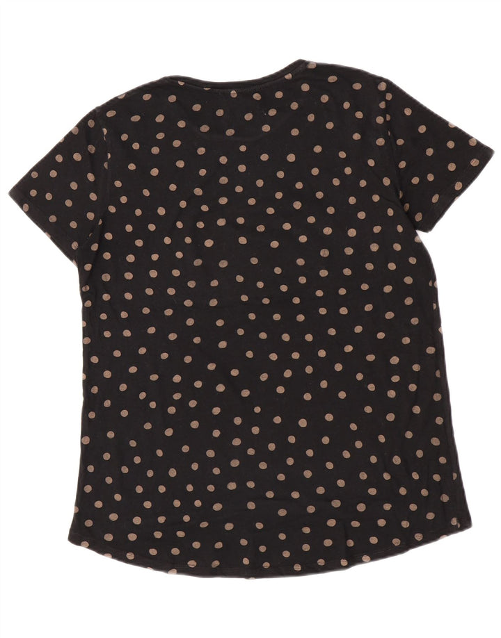 Zara Damen T-Shirt Top UK 10 Small Black Polka Dot