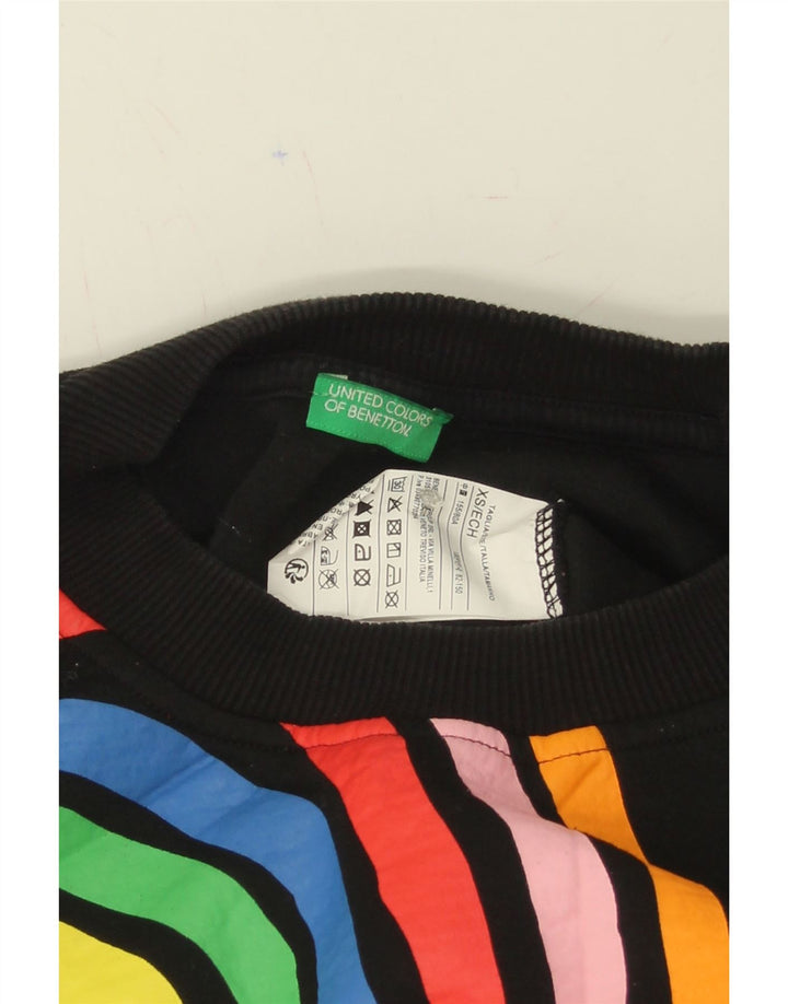 BENETTON Womens Oversized Sweatshirt Jumper UK 6 XS Black Geometric Vintage Benetton and Second-Hand Benetton from Messina Hembry 